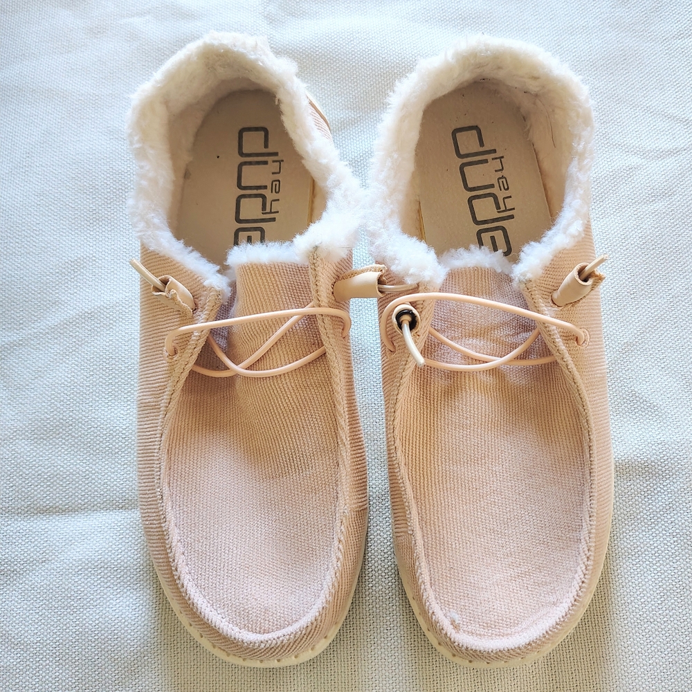 Hey Dude Women's Pink Furry Lined Slip-On Shoes